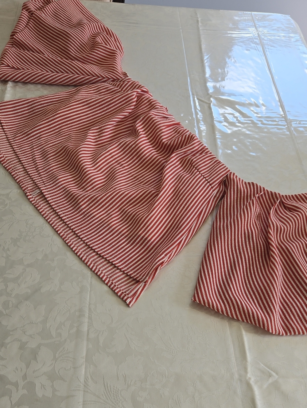 Good Luck Gem Off The Shoulder Blouse Red And White Stripes Striped Size XS